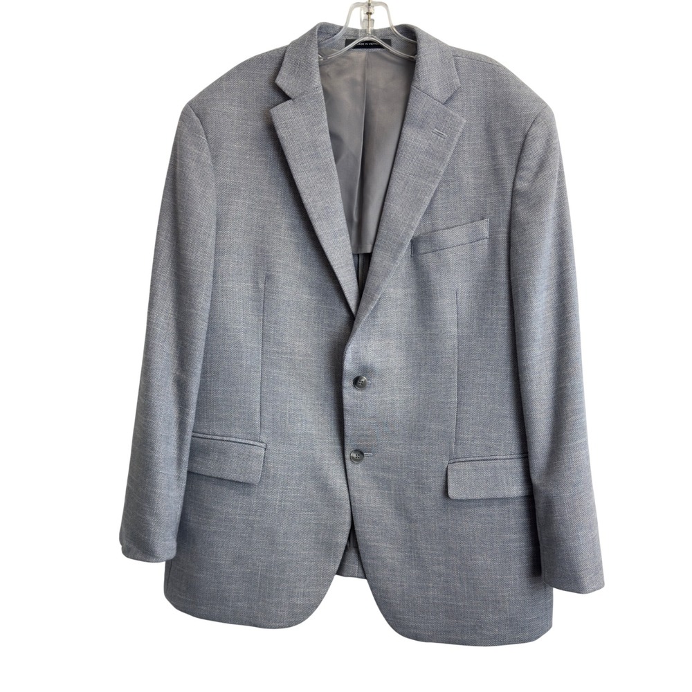 Awearness Kenneth Cole Mens Light Blue Textured Modern Fit Stretch Blazer 44R